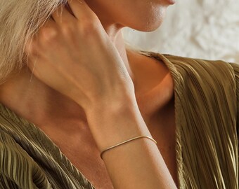 925 Sterling Silver Snake Chain Bracelet - Customizable with Silver, Gold, or Rose Gold Plating - Unisex Design