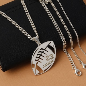 American Football number necklace, soccer number child pendant, Football number necklace, silver sports number, soccer sport jewelry