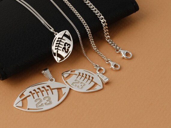 American Football silver necklace silver sport jewelry voleyball basketball football and soccer number necklace football and soccer