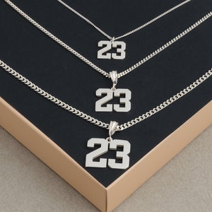 Sports Number Pendant Necklace, Custom Year or Jersey Number Jewelry ...