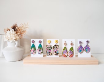 Wooden Earring Card Display Stand - Earring card display stand, Earring display, craft show earring card holder, wooden earring stand
