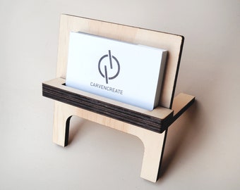 Tarjetero de madera - Soporte para tarjetas de visita, tarjetero de escritorio, tarjetero para puesto de mercado