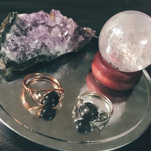 Triple Labradorite Stone Ring, Multi-Stone Black Labradorite Crystal Ring, Labradorite Jewelry