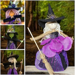 Cute Witch Doll, Custom Kitchen Witch Doll, Handmade Witch Doll, Halloween Witch Home Decor