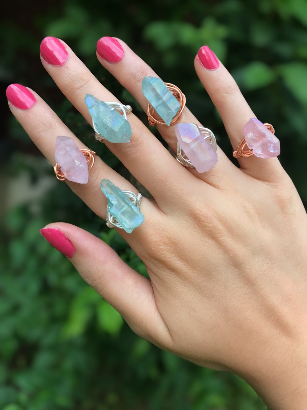 Cotton Candy Quartz Rings Quartz Crystal Ring Crystal Etsy Australia