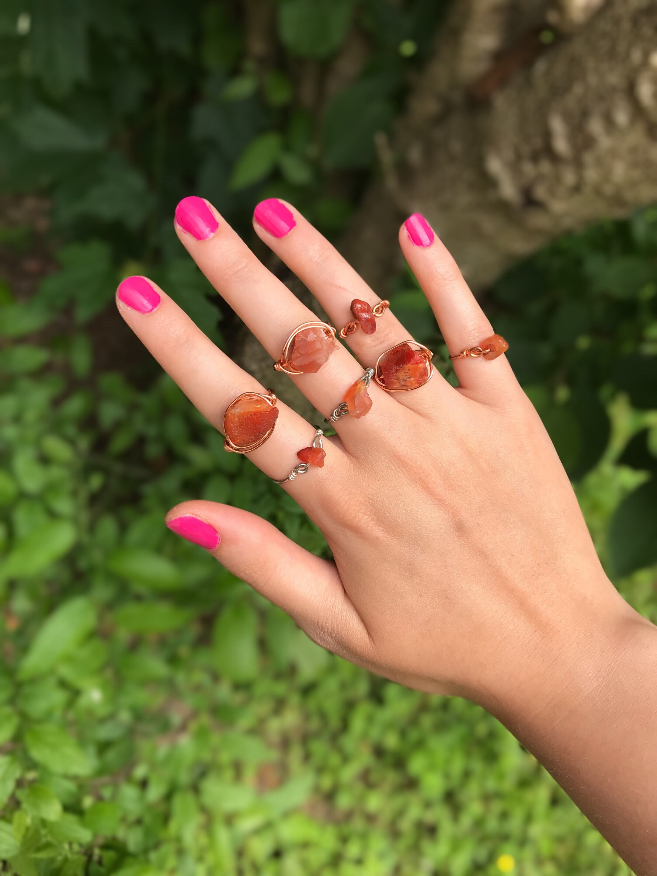 Raw Carnelian Crystal Ring | Natural Carnelian Ring | Dainty Carnelia…