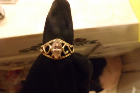 Antique 10 k Yellow Gold Morganite, Scroll work s… - image 1