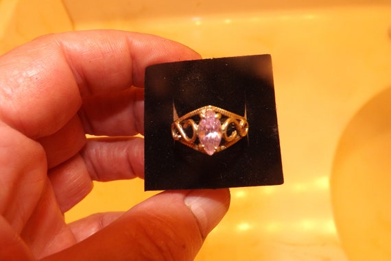 Antique 10 k Yellow Gold Morganite, Scroll work s… - image 3