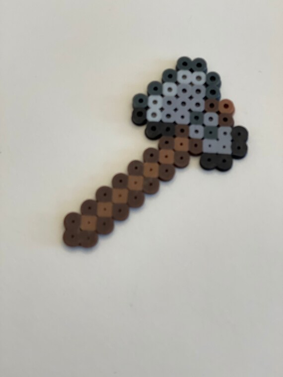 Minecraft Inspired Perler Bead Stone Axe Etsy