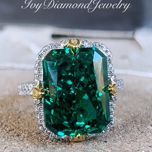 Green Paraiba Tourmaline Engagement Ring, Large Green Paraiba Diamond Gemstone Ring, Gold Prongs Silver Art Deco Vintage Ring, Gifts For Her