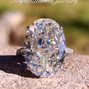 20CT Large Oval Cut White Diamond Ring Hidden Halo Solitaire Ring Large Diamond Gemstone Ring For Her Engagement Ring Wedding Ring Band