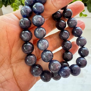 Iolite 12 mm Bracelet for Psychic Abilities, Stretchy