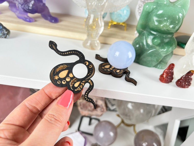 Snake Sphere Stand, Laser Carved Wood for Small Spheres, Black - Etsy