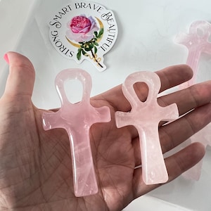 Rose Quartz Ankh for Love Expansion, 3 Inch