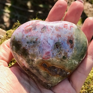 Sea Jasper Puffy Heart for Healing 3&quot; XL