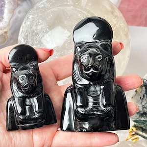 Egyptian Sekhmet Goddess Bust in Black Obsidian, 2 Sizes Available