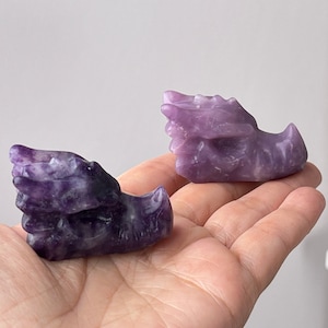 Lepidolite Dragon for Emotional Healing, 2 Inch Crystal Dragon Head Skull