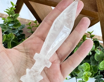 Star Athame for Boundaries and Empowerment, Clear Quartz 5"