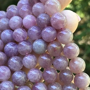 Lavender Rose Quartz Natural Crystal Bracelet, 10 mm, Stretchy, Large Beads