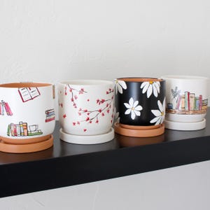 Hand Painted Plant Pot: Bloom & Books Collection