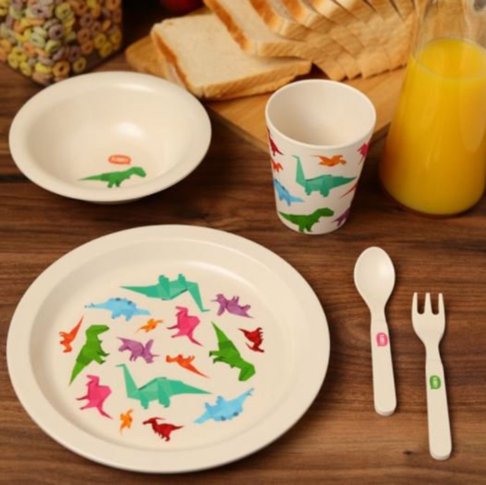 Dinosaur Plate And Bowl Bamboo Children's Dinner Set Etsy