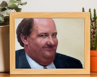 Kevin malone portrait: original oil painting, the office cult comedy art (24x18cm)