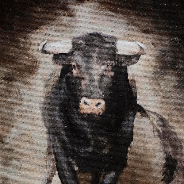 Portrait à la peinture à l'huile d'un taureau