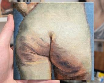 Female Nude Oil Painting: Étude de Fesses, Vallotton Master Copy (15x15cm)