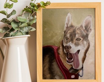 Custom Dog Portrait Oil Painting: Handmade Pet Art Gift