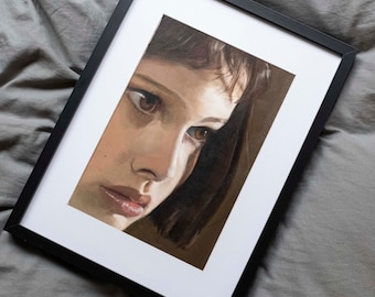 Mathilda portrait. Original oil painting, leon: the professional cult movie art (40x30cm)