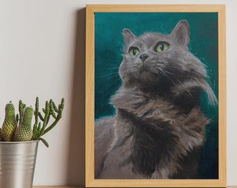 Custom Oil Painting: Cat Portrait from Photo, Pet Memorial