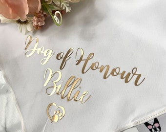 Personalised Wedding Dog Bandana, Dog of Honour, Engagement Gift, Fancy Gold letters, Dog Wedding Outfit, Create your Unique Bandana