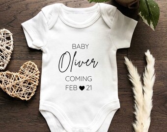 Personalised Name Baby Bodysuit - Pregnancy Announcement - Baby Reveal - Birth Announcement -  Custom Baby Suit - Baby Shower - Baby Gift