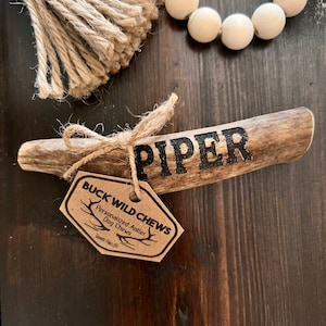 Personalized antler dog chews toy, all natural, engraved, dog gifts, pet chews, dog toy