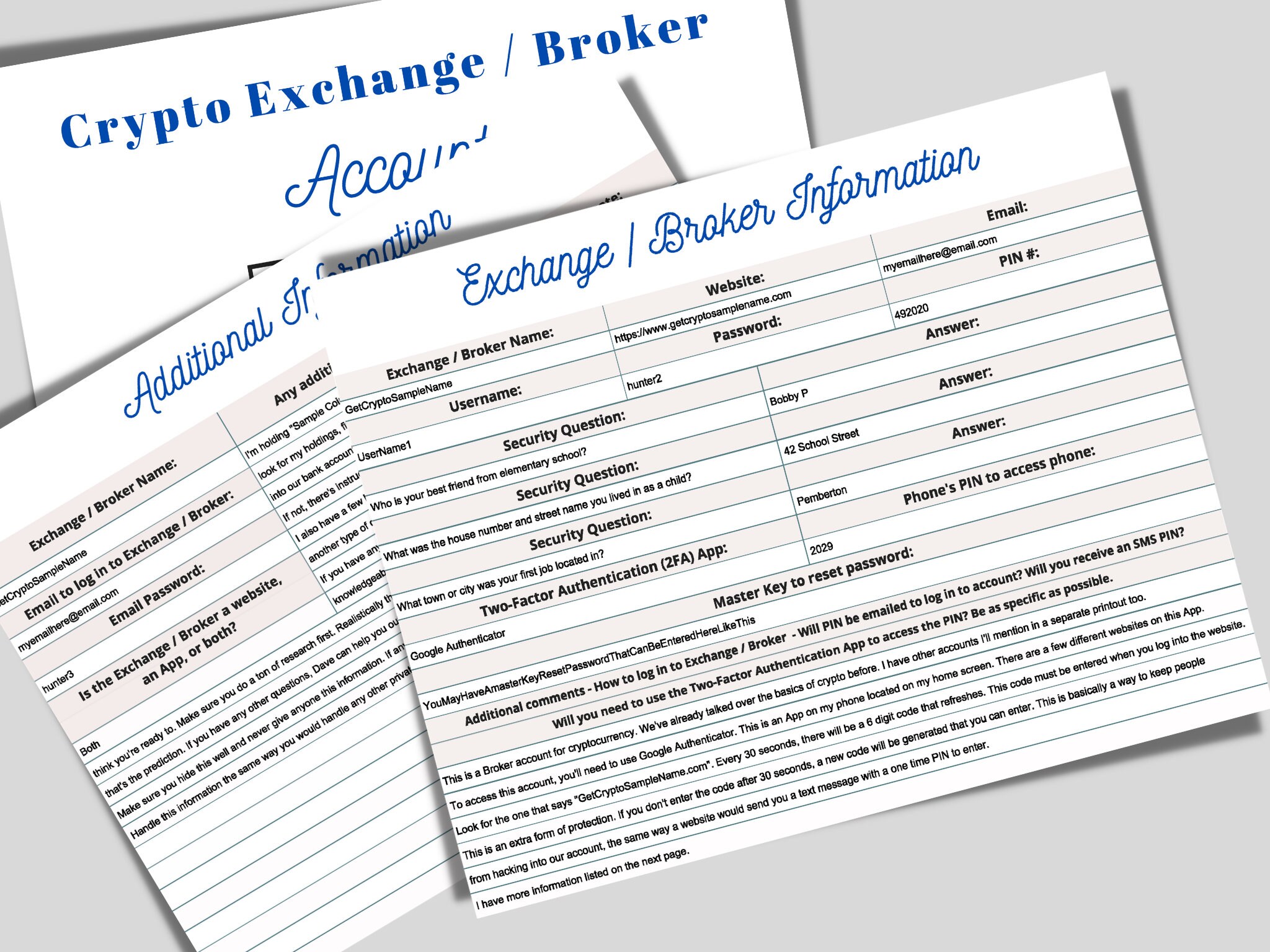 Cryptocurrency Exchange and Broker Information - Printable Forms - 