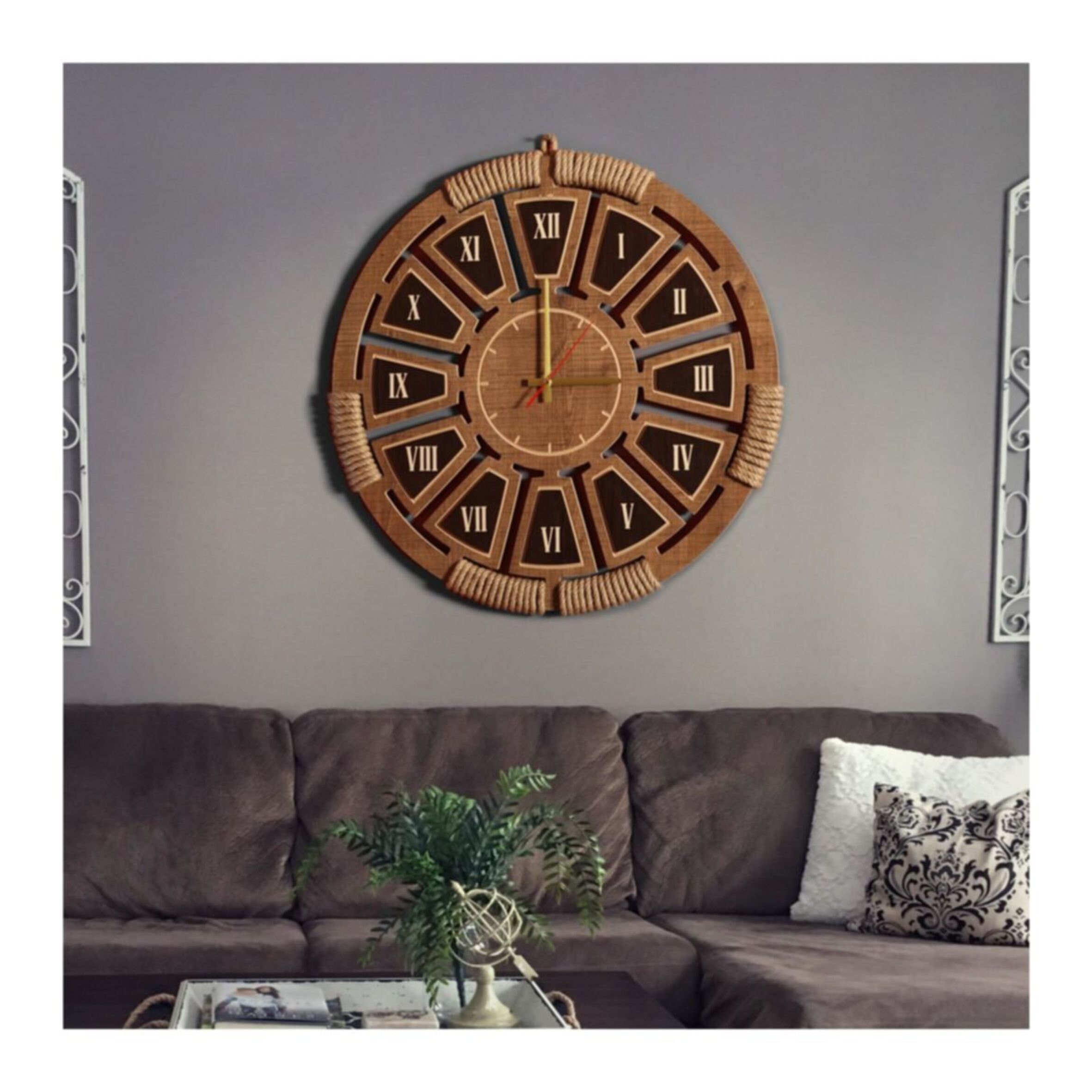 Ahşap Duvar Saati Romen Rakamlı Saat Ev Dekorasyonu Etsy