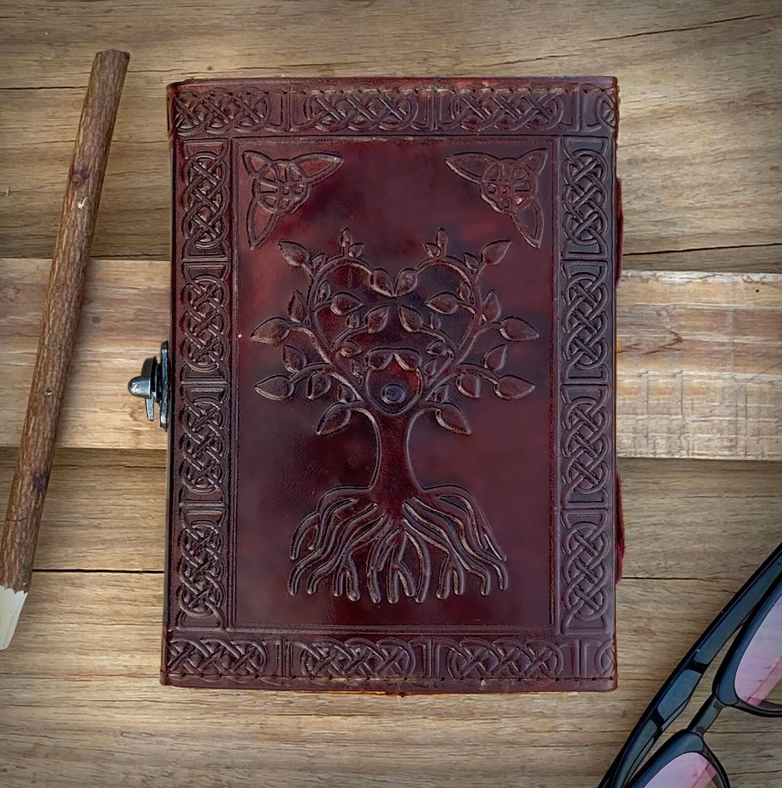 Leather Journal Handmade Tree of Life Goossed Antique Color Etsy