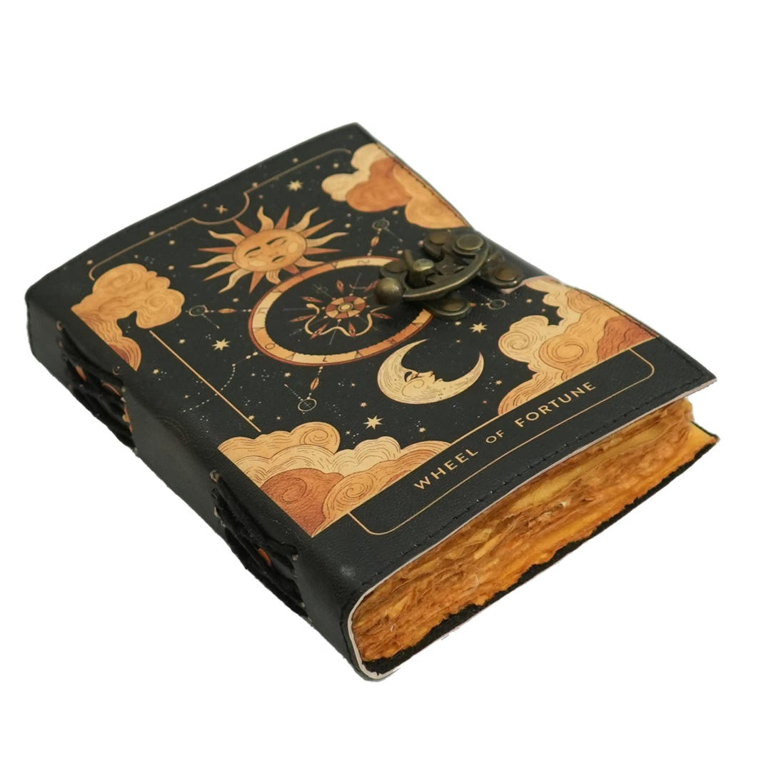 Sun and Moon Leather Grimoire - 400-page Handmade Spell Book ...