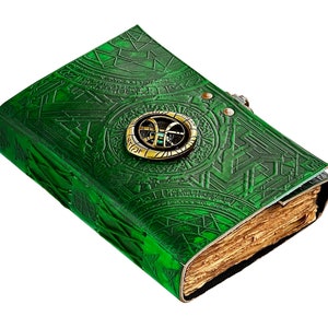 Marvels gifts Dr. strange vintage leather journal with eye of agamotto, lock closer, deckle edge paper, blank spell book of shadows grimoire