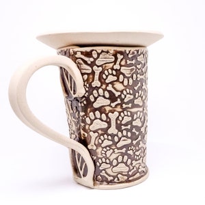 Ręcznie robiony kubek do herbaty, ceramika, 380 ml lub 13 uncji, kubek ceramiczny, czarny, łapy