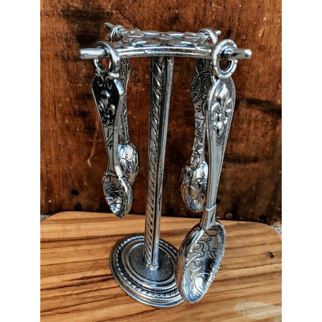Crosby & Taylor Pewter Measuring Spoons and Stand in Fleur De Lys Etsy