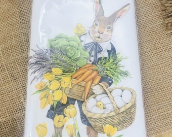 Radishes Carrots Mary Lake Thompson Flour Sack Towel Rabbit w/ Garden Tools 