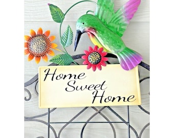 Metal Home Sweet Home Hummingbird shape Garden Stake, Yard Art Decor