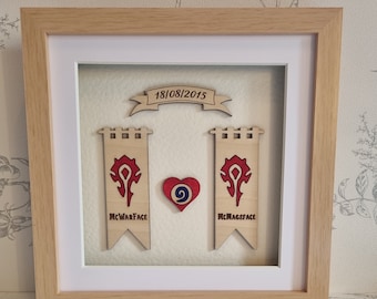 World of Warcraft Personalised Frame (In Colour) - World of Warcraft Couples - WOW Valentines - Personalised WOW Gift