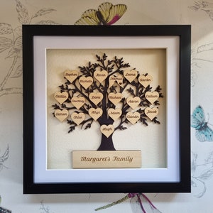 Árbol genealógico enmarcado / Árbol de la vida enmarcado / Árbol genealógico de madera / Árbol genealógico enmarcado cortado y grabado con láser