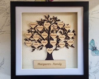 Framed Family Tree | Framed Tree of Life | Wooden Family Tree | Laser Cut & Laser Engraved Frame Family Tree