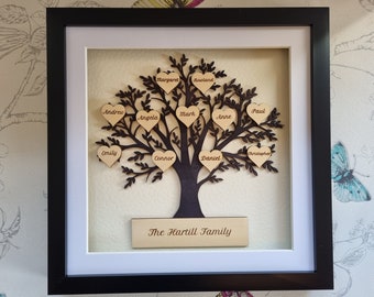 Framed Family Tree | Framed Tree of Life | Wooden Family Tree | Laser Cut & Laser Engraved Frame Family Tree