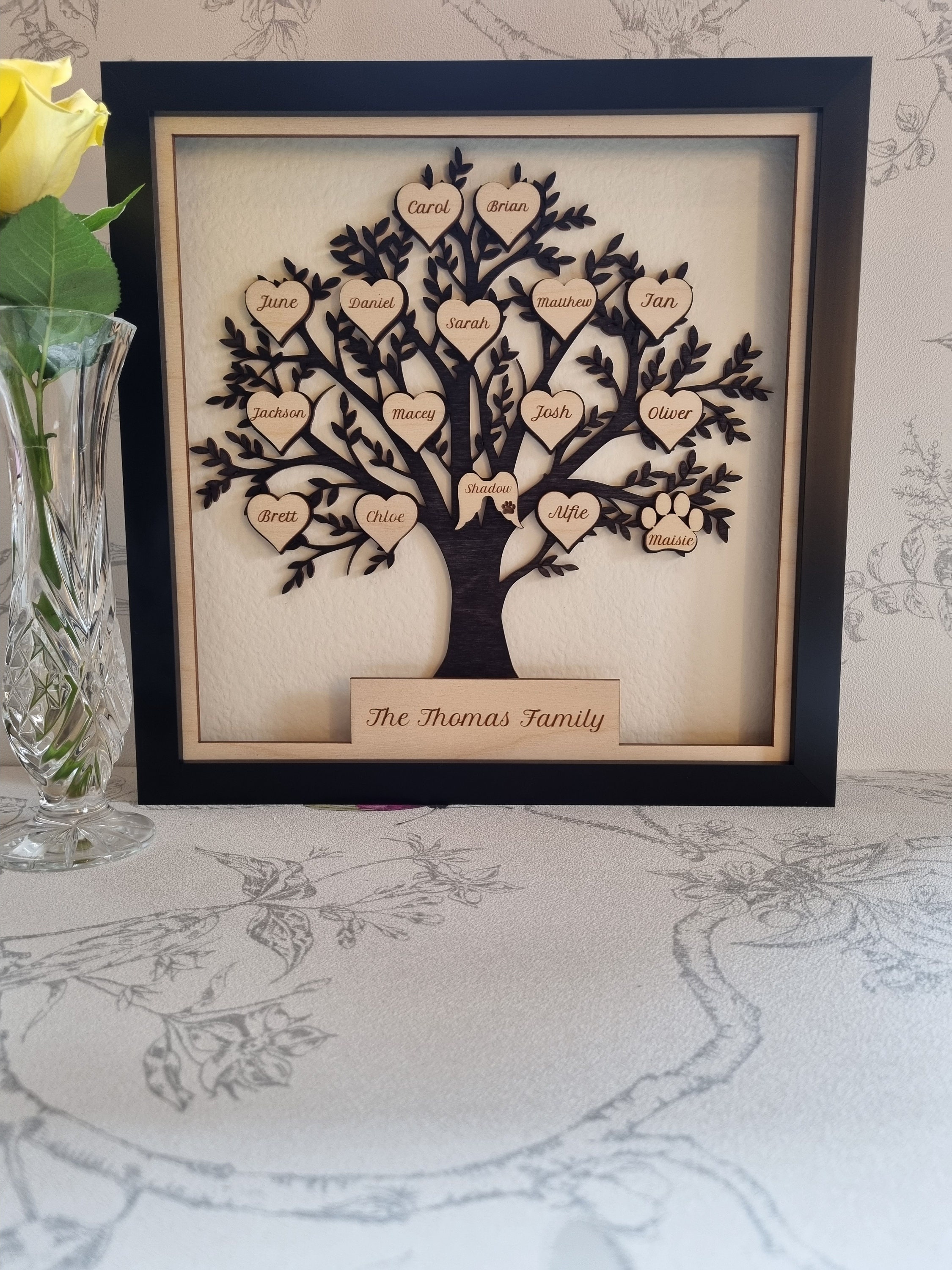 Custom Family Tree - Wooden Framed Tree - Framed Family Tree - Etsy