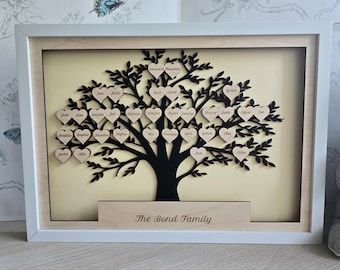 Large Custom Family Tree - Wooden Framed Tree - Framed Family Tree