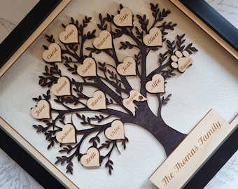 Custom Family Tree - Wooden Framed Tree - Framed Family Tree